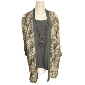 R & M Richards Karen Kwong Mock Tee Necklace Vintage Blouse Top Womens 20W USA